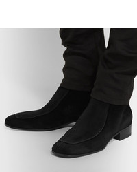 Stivali chelsea in pelle scamosciata neri di Saint Laurent