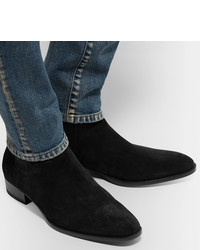 Stivali chelsea in pelle scamosciata neri di Saint Laurent