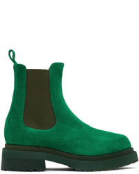 Stivali chelsea in pelle scamosciata verdi di Eckhaus Latta