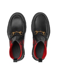 Stivali chelsea in pelle stampati neri di Gucci