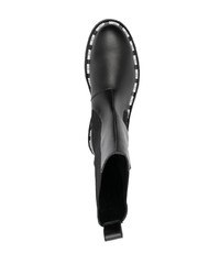 Stivali chelsea in pelle stampati neri di Moschino