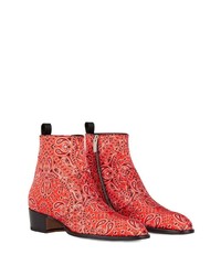 Stivali chelsea in pelle stampati rossi di Giuseppe Zanotti