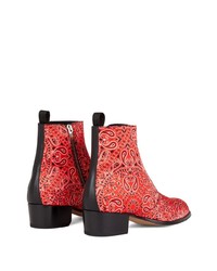 Stivali chelsea in pelle stampati rossi di Giuseppe Zanotti