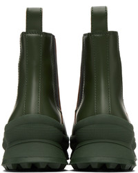 Stivali chelsea in pelle verde scuro di Jil Sander