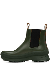 Stivali chelsea in pelle verde scuro di Jil Sander