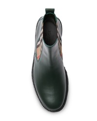 Stivali chelsea in pelle verde scuro di Burberry