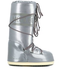 Stivali da neve in pelle argento di Moon Boot