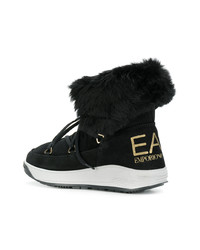 Stivali da neve in pelle scamosciata neri di Ea7 Emporio Armani