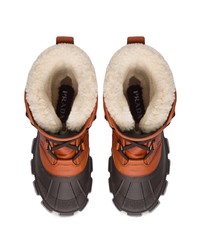 Stivali da neve in pelle terracotta di Prada