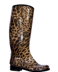 Stivali di gomma leopardati marroni