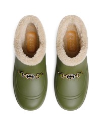 Stivali di gomma verde oliva di Gucci