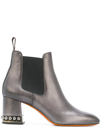 Stivali in pelle con borchie grigi di Santoni