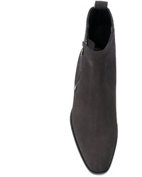 Stivali in pelle grigio scuro di Saint Laurent