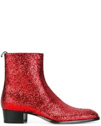 Stivali in pelle rossi di Saint Laurent
