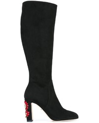 Stivali in pelle scamosciata decorati neri di Dolce & Gabbana