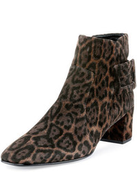 Stivali in pelle scamosciata leopardati neri