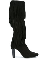 Stivali in pelle scamosciata neri di Saint Laurent