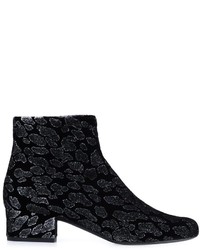 Stivali in pelle scamosciata stampati neri di Saint Laurent