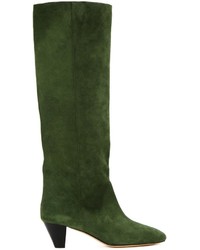 Stivali in pelle scamosciata verde scuro di Etoile Isabel Marant