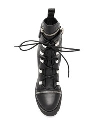 Stivali piatti stringati in pelle con borchie neri di Giuseppe Zanotti Design