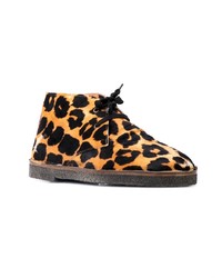 Stivali piatti stringati in pelle leopardati marrone chiaro di Golden Goose Deluxe Brand