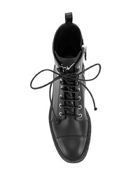 Stivali piatti stringati in pelle neri di Giuseppe Zanotti Design