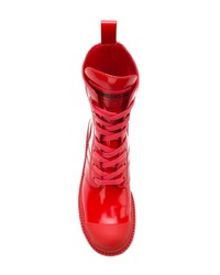 Stivali piatti stringati in pelle rossi di Marc Jacobs