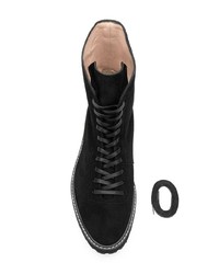 Stivali piatti stringati in pelle scamosciata neri di Stuart Weitzman