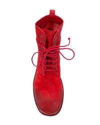 Stivali piatti stringati in pelle scamosciata rossi di Marsèll