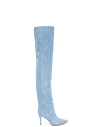 Stivali sopra il ginocchio di jeans azzurri di Gianvito Rossi