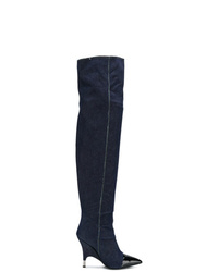 Stivali sopra il ginocchio di jeans blu scuro di Giuseppe Zanotti Design