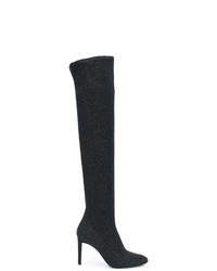 Stivali sopra il ginocchio di tela lavorati a maglia neri di Giuseppe Zanotti Design