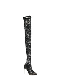 Stivali sopra il ginocchio di tela neri di Dolce & Gabbana