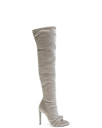 Stivali sopra il ginocchio di velluto grigi di Giuseppe Zanotti Design