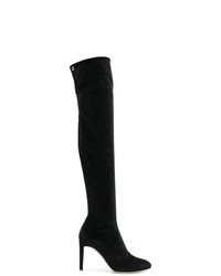 Stivali sopra il ginocchio di velluto neri di Giuseppe Zanotti Design