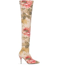 Stivali sopra il ginocchio in pelle a fiori rosa di Zimmermann