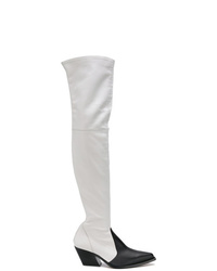 Stivali sopra il ginocchio in pelle bianchi e neri di Givenchy