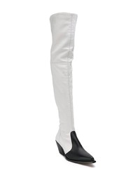 Stivali sopra il ginocchio in pelle bianchi e neri di Givenchy