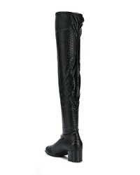 Stivali sopra il ginocchio in pelle con stampa serpente neri di Giuseppe Zanotti Design