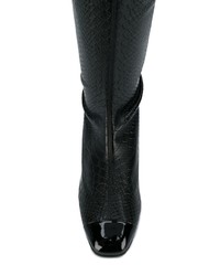 Stivali sopra il ginocchio in pelle con stampa serpente neri di Giuseppe Zanotti Design