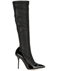 Stivali sopra il ginocchio in pelle neri di Dolce & Gabbana