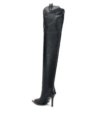 Stivali sopra il ginocchio in pelle neri di Versace
