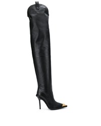 Stivali sopra il ginocchio in pelle neri di Versace