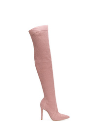 Stivali sopra il ginocchio in pelle rosa di Gianvito Rossi