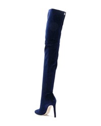 Stivali sopra il ginocchio in pelle scamosciata blu scuro di Giuseppe Zanotti Design