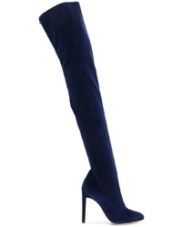 Stivali sopra il ginocchio in pelle scamosciata blu scuro di Giuseppe Zanotti Design