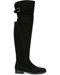 Stivali sopra il ginocchio in pelle scamosciata neri di Dolce & Gabbana