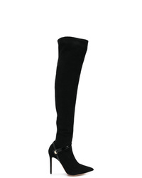 Stivali sopra il ginocchio in pelle scamosciata neri di Giorgio Armani