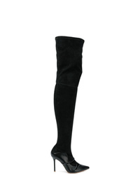 Stivali sopra il ginocchio in pelle scamosciata neri di MALONE SOULIERS BY ROY LUWOLT