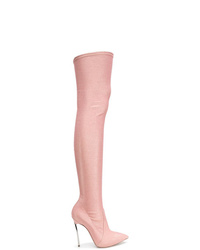 Stivali sopra il ginocchio in pelle scamosciata rosa di Casadei